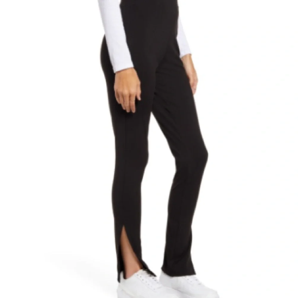 BP Black Side Slit Flare Women's Stretchy Legging Pants activewear yoga - Picture 2 of 5